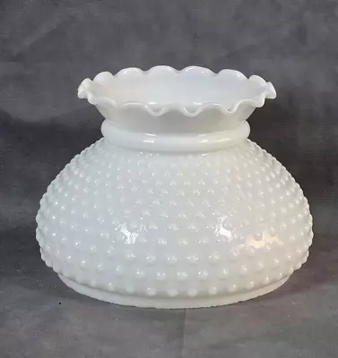 Vintage White Milk Glass Hobnail Ruffled Top Lamp Shade 7” Fitter 5 1/2  Height • $12.95