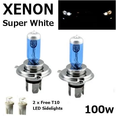 H4 100W SUPERWHITE XENON (472) UPGRADE Headlight Bulbs 12v +501 LED Sidelights B • £7.90