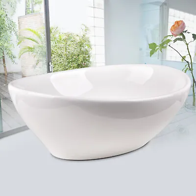  Vanity Wash Basin Sink Countertop Oval Ceramic Curved White 410 X 330 Bathroom • £23.99