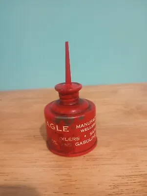 Vintage Eagle Manufacturing Co. Mini Thumb Pump Oil Can Red • $10