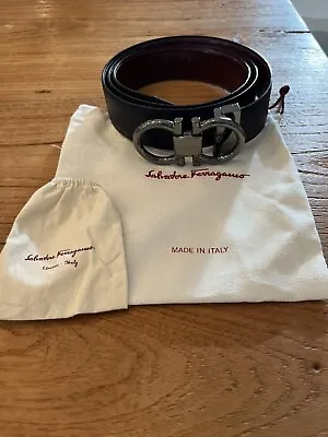 Salvatore Ferragamo Reversible Black/Burgundy Belt MSRP $550.00 • $295