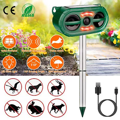 Animal Repeller Ultrasonic Solar Power Outdoor Pest Cat Mice Deer Motion Sensor • $21.99