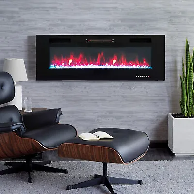 50 Inches Ultra-Thin Electric Fireplace Wall-Mounted & Recessed Fireplace Heater • $197.99