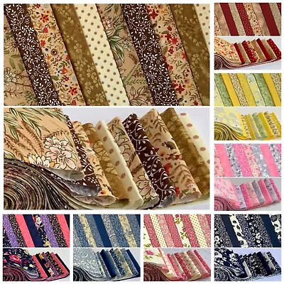 10 100% Cotton Fabric Strips 2.5” X 42” Jelly Roll Quilting Floral Rag Wreath A • £6.50