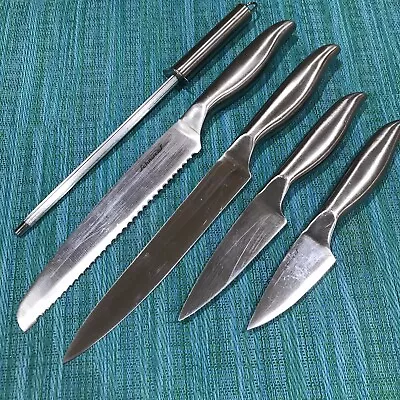 5 Schnucks All Stainless Knife Set Paring Utility Carving Bread Sharpening Rod • $24.99