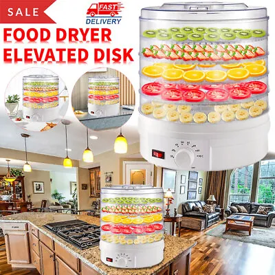 Food Dehydrator 5 Tier Fruit Dryer Meat Drying Machine 350W 35-70°C Temp Adjust • £21.89