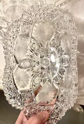 Antique American Brilliant ABP Cut Glass Crystal BOWL Saw Tooth Flower Banana • $100