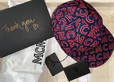 Authentic MCM Nylon Monogram Cap + Travel Sack NWT • $199.99