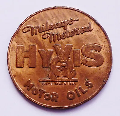 1920s-30s MILEAGE METERED HYVIS MOTOR OIL ~ ADVERTISING TRADE TOKEN #67833 • $8