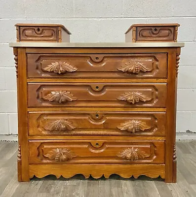 Antique Victorian Marble Top Walnut Gentleman's Dresser • $849