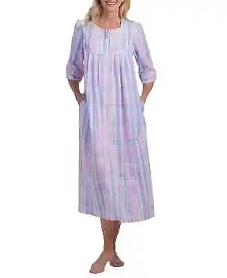 MISS ELAINE Women's Embroidered Zip-Front Nightgown M Medium • £43.78