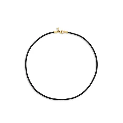 $880 • Buy TEMPLE St. CLAIR Black Leather 18k Gold Cord Necklace L=18”