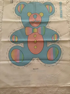 VTG Pastel Rainbow Teddy Bear CUT & SEW Fabric Panel General Greetings 11” X 17” • $8.96