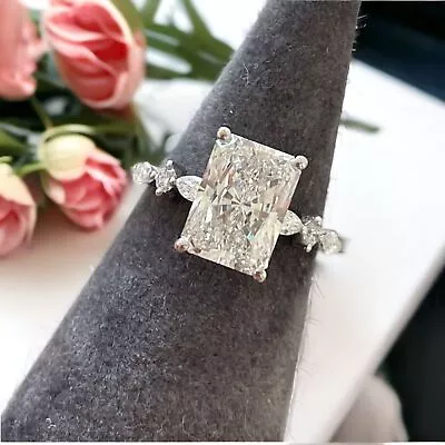 $4512.20 • Buy 14K White Gold Engagement Ring Lab Created Diamond 2.50 Ct VS1 F Half-Eternity
