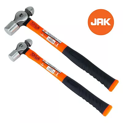 JAK 8oz 16oz Ball Pein HEAVY DUTY Hammer Fibreglass Handle Peen DIY Hand Tool • £11.95