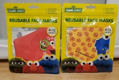 NEW Child's Sesame Street ELMO & COOKIE Face Mask (Set Of 2) Cover Ages 4+  • $16