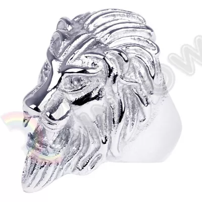 Men Stainless Steel Lion Head Gold Silver Black Plated Band Ring Animal #R9 • $9.98