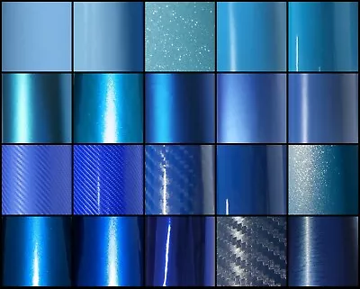 21 Styles Of BLUE Self Adhesive Vinyl Wrap - ANY SIZE - BUBBLE/AIR FREE - Car • £0.99