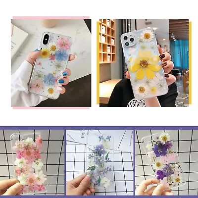 $17.59 • Buy Floral Dry Flowers Glitter Clear Back Case For IPhone 8 Plus X XS XR 11 PRO MAX 