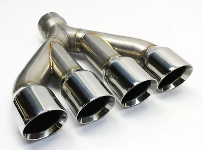 Exhaust Tip Center 3.00 Inlet 3.50 Quad 15.00 Long  WCQUAD35015-300-SS Rolled Sl • $174