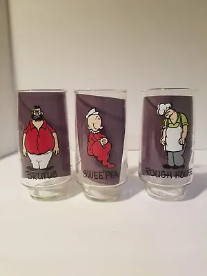 Brutus Rough House Swee Pea  Set Of 3 Glasses Coca-Cola Kollect A Series 1975 • $22.99