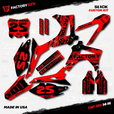 Black & Red Slick Racing Graphics Kit Fits Honda CRF250R 14-16 Crf 250 Crf250 • $99.99