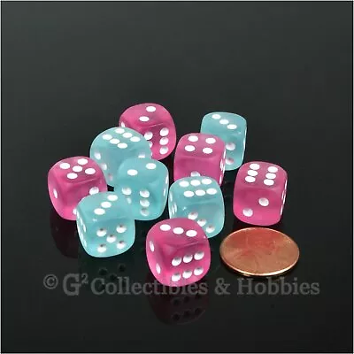 NEW Set Of 10 Frosted 12mm Pink & Teal Dice 6 Sided RPG MTG Gaming 1/2 Inch D6 • $5.99