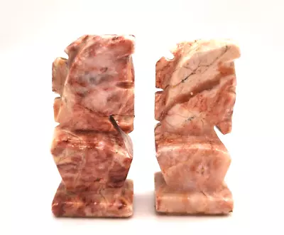 Vintage Knights Pink Marble Onyx Stone Aztec Replacement Chess Pieces Set Of 2 • $21