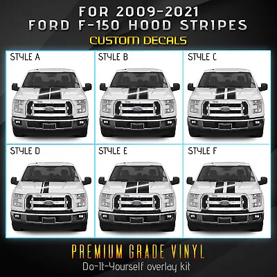 For 09-21 Ford F-150 Hood Rally Racing Stripes Graphic Overlay Decal Gloss Vinyl • $15.95