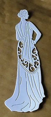 Set Of 6 Die Cuts Tattered Lace Art Deco Party - Elegant Lady In Backless Dress • £3.25