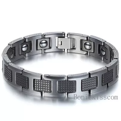 Men's Tungsten Carbide Magnetic Energy Power Therapy Golf Link Chain Bracelet • $18.99