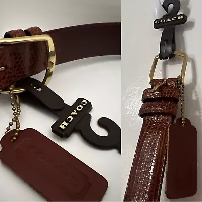 NOS Vintage Coach Lizard Belt Brown Mens  3870 Leather Brass Buckle W Tag  36” • $72