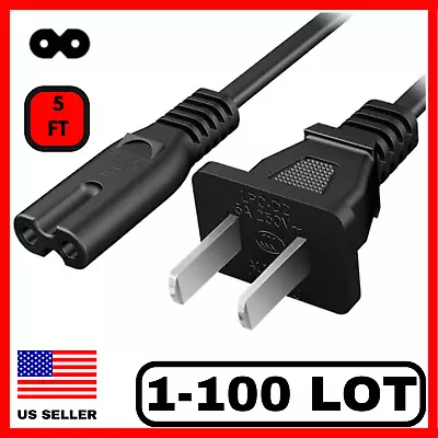 Lot Of 1-100 2 Prong Ac Power Cord Cable Figure 8 2-Slot TV PS3 PS4 & PS5 - 5Ft • $74.99