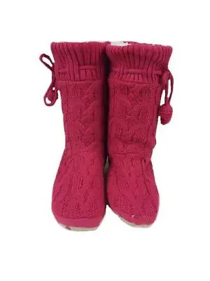 EX STORE FUR LINED PINK CABLE KNITTED POM POM SLIPPER BOOTS S M L Uk 345678 • £9.99