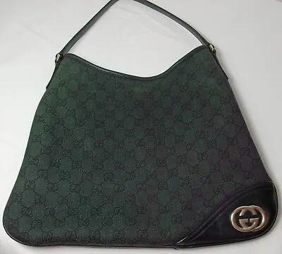 Gucci Monogram Britt Hobo Black Canvas Bag • $280