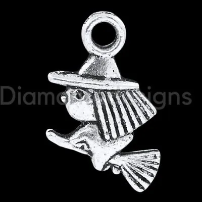 £2.19 • Buy 20 Pcs Tibetan Silver Flying Witch Charms Broomstick Halloween Craft  J171