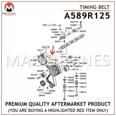 A589r125 Timing Belt Mitsubishi 4d65 For Chariot Colt Lancer Space Wagon 1983-92 • $38