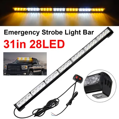 31  28W LED Emergency Safety Strobe Light Bar Traffic Advisor Amber/White 12V • $37.79