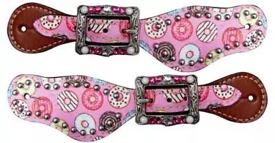 Showman Youth Donut Print Leather Spur Straps • $26.95