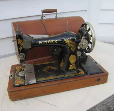 Ornate Vintage  Singer  Electric Sewing Machine With Wooden Case • $245