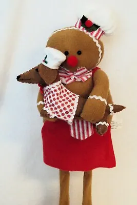 Dachshund Red Brown Felt Sculpture Gingerbread Boy Tall Standing Christmas Plush • $35