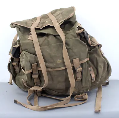 Vtg Late WWII Era British Army Bergen Backpack Rucksack Canvas Military Bag SAS • $174.99