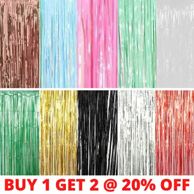 £2.85 • Buy 2m-3m Foil Fringe Tinsel Shimmer Door Curtain Wedding Birthday Party Decorations
