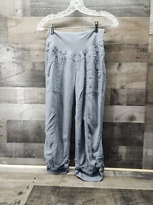 Motherhood Maternity Women's Sz Small Linen Blend Roll Cuff Light Gray Pants • $11.96