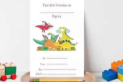 Dinosaur Children's Party Invitations 10 Kids Party Invites Dinosaur Invites • £5.95