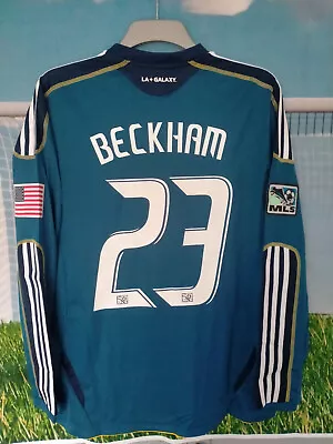 LA Galaxy Retro Football Shirt David Beckham 23 Medium New Long Sleeve USA • £37