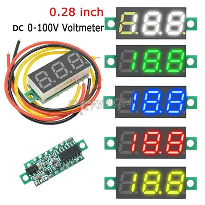 10PCS Mini DC 0-100V 0.28  3-Digit Voltmeter LED Voltage Panel Meter 3 Wire • $9.88