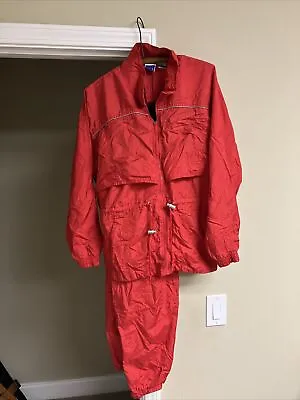 Rare Red Vintage 80’s 90’s BIKE Wind Breaker Nylon Warmup Suit Jacket Pants Lg • $110