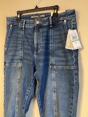 NWT MICHAEL KORS Cropped Flare  High Rise Slim Through Hip & Thigh Jeans Size 12 • $34.99