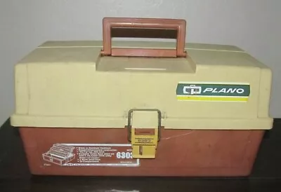 VINTAGE Plano Tackle Box Model 6303  3 Tier Fold Out Tray Fishing Full Hooks • $35.99